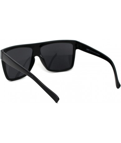 Oversized Oversize Flat Top OG Gangster Plastic All Black Sunglasses - Black Logo - C012O8WP4H8 $20.30