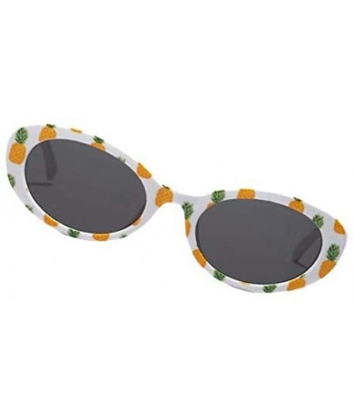 Goggle Retro Sunglasses Female Thick Frame Printed Clout Goggles Eyewear - Pinapple - C9199AI0UYR $25.61
