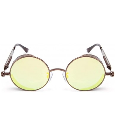 Round Vintage Steampunk Retro Metal Round Circle Frame Sunglasses Gothic Sun Glasses for Women Men - CA196D22YX8 $21.33