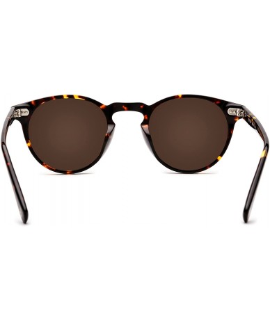 Round Acetate Women Mirrored Round Sunglasses for Men Polarized 9108 - Leopard - C018GCACWS3 $47.17