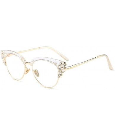 Butterfly Transparent Lens Brand Designer Crystal Diamond Women Sunglasses Rhinestone - White Frame - CE188UKZ6U3 $25.71