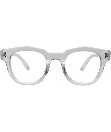 Square Oversized Square Thick Horn Rimmed Clear Lens Glasses Rivet Non-prescription Frame - Transparent 82041 - CO18SK3H9LA $...