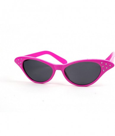 Cat Eye Vintage Style Cat Eye Retro Sunglasses Rhinestones P1009 - Hot Pink - CL11BRO3G5V $19.91