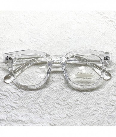 Square Oversized Square Thick Horn Rimmed Clear Lens Glasses Rivet Non-prescription Frame - Transparent 82041 - CO18SK3H9LA $...