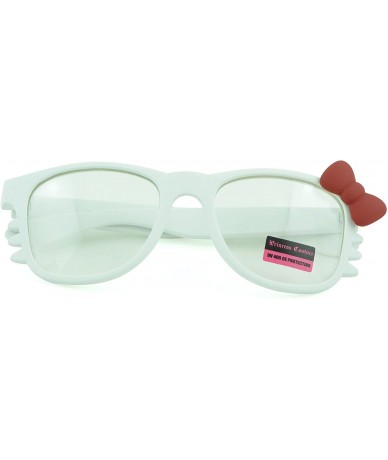 Square Women's Kitty Style Sunglasses with Whisker or Bow Accent - White-kitty2 - C712D1CQFPJ $16.72