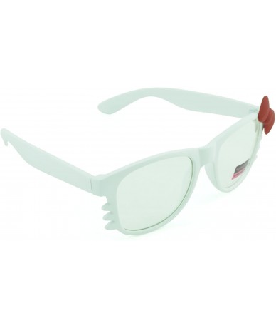 Square Women's Kitty Style Sunglasses with Whisker or Bow Accent - White-kitty2 - C712D1CQFPJ $16.72