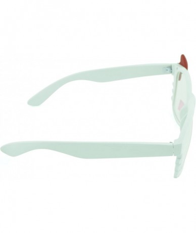 Square Women's Kitty Style Sunglasses with Whisker or Bow Accent - White-kitty2 - C712D1CQFPJ $16.72