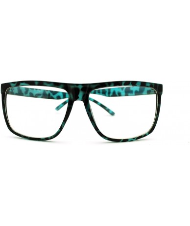 Rectangular Oversized Clear Lens Glasses Nerdy Square Rectangular Fashion Eyeglasses - Blue Tort - CT11K5BOWV9 $18.05