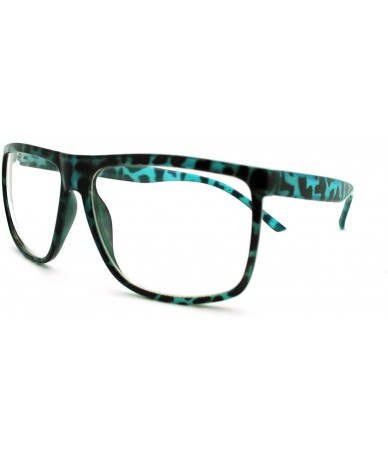 Rectangular Oversized Clear Lens Glasses Nerdy Square Rectangular Fashion Eyeglasses - Blue Tort - CT11K5BOWV9 $18.05