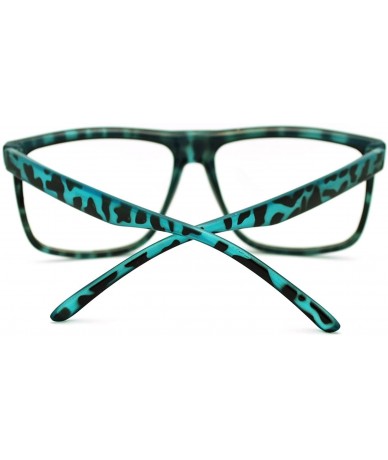 Rectangular Oversized Clear Lens Glasses Nerdy Square Rectangular Fashion Eyeglasses - Blue Tort - CT11K5BOWV9 $18.05