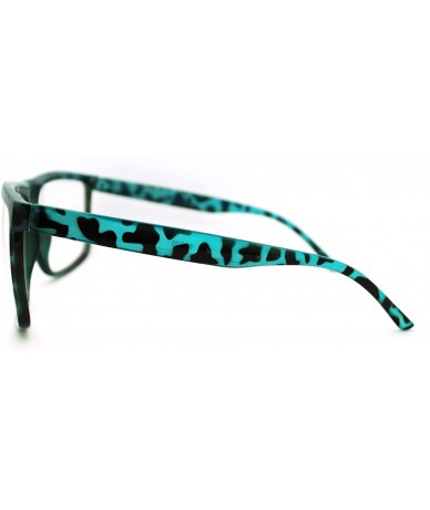 Rectangular Oversized Clear Lens Glasses Nerdy Square Rectangular Fashion Eyeglasses - Blue Tort - CT11K5BOWV9 $18.05