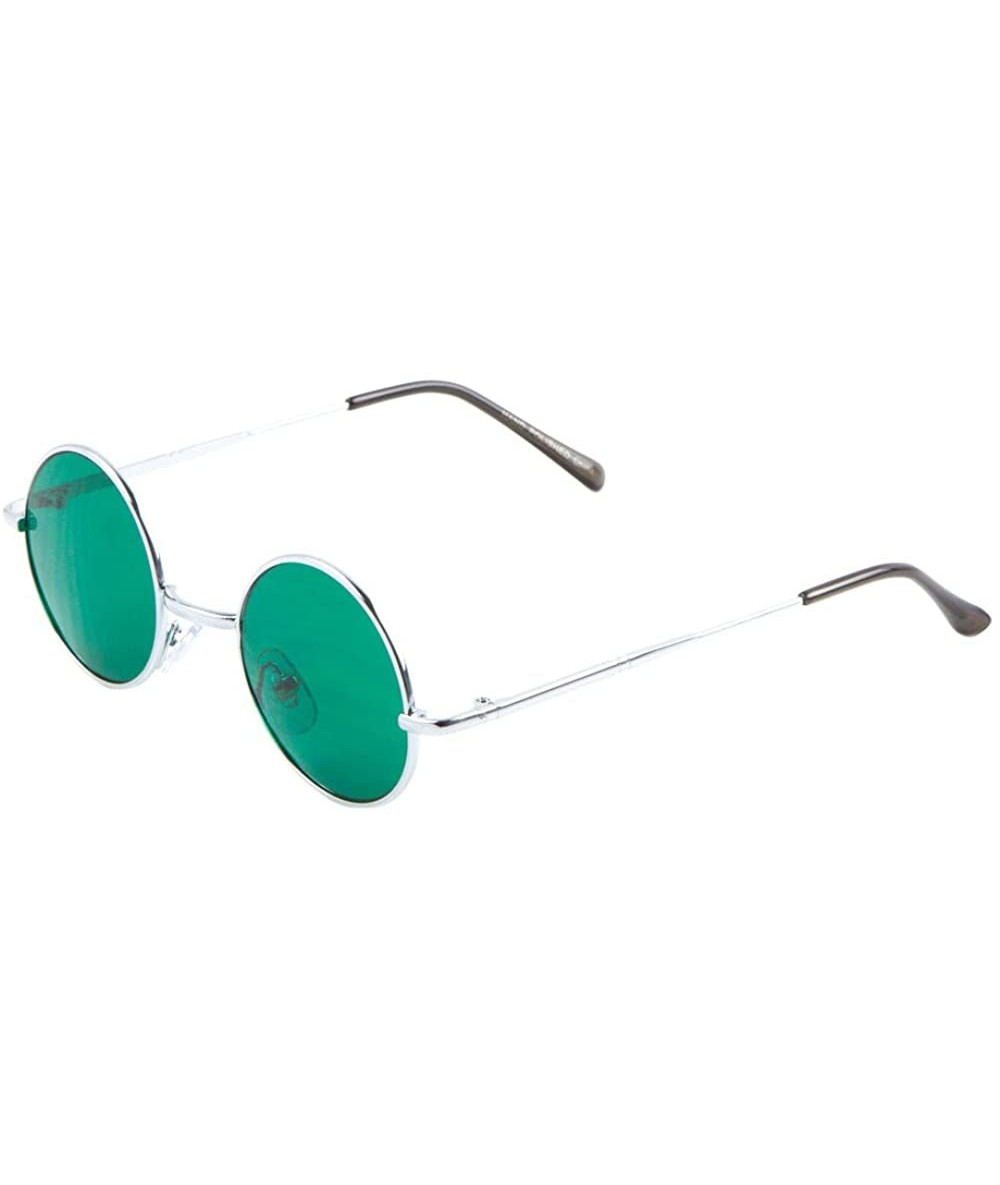 Round Lennon Round Circle Glasses Color Lens Men Women Retro Fashion - Green - CU12NZ7LS7H $17.07