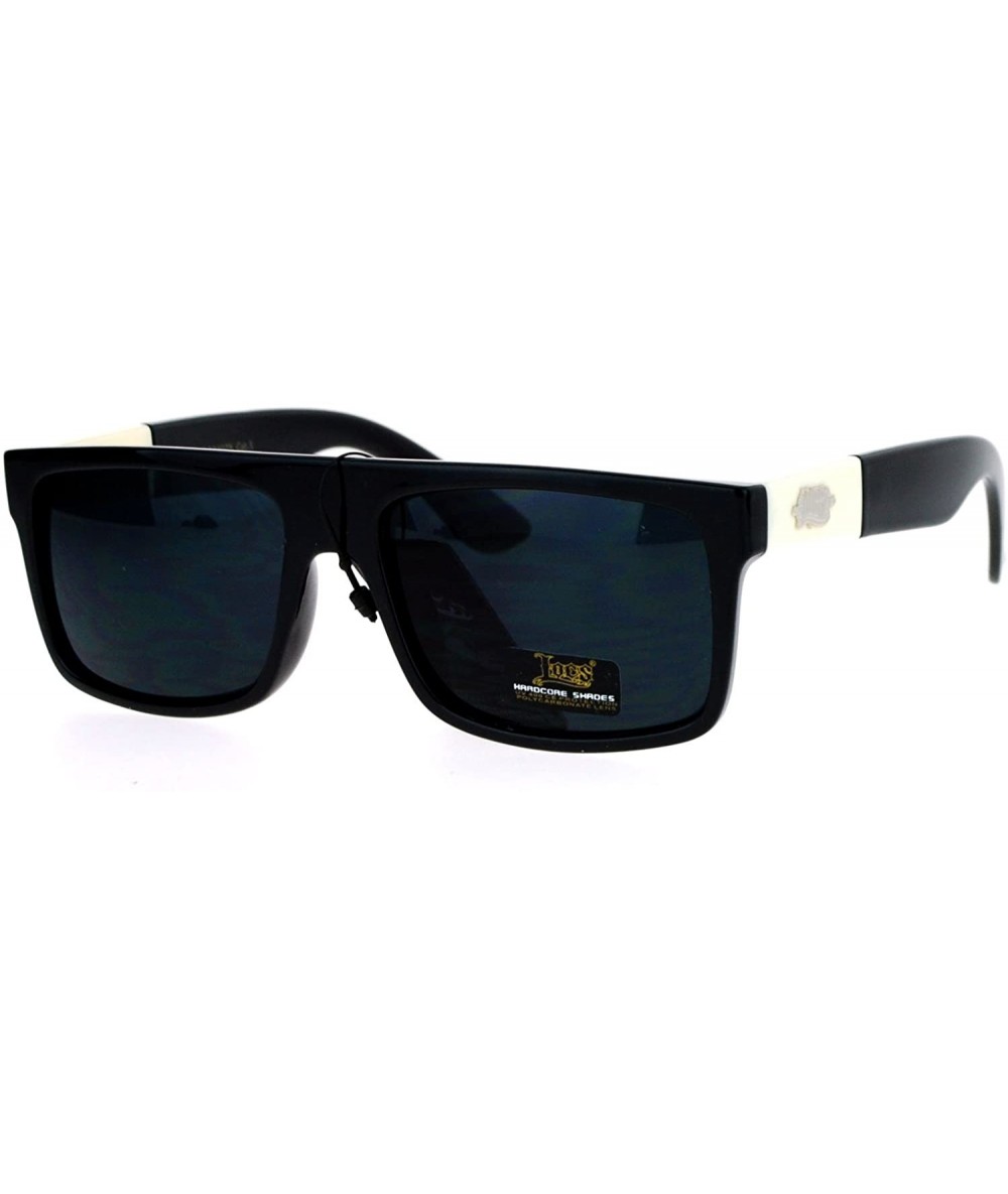 Rectangular Loc Sunglasses Mens Fashion Shades Flat Top Rectangular Black White - CZ1878ZCC9M $19.69