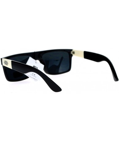 Rectangular Loc Sunglasses Mens Fashion Shades Flat Top Rectangular Black White - CZ1878ZCC9M $19.69