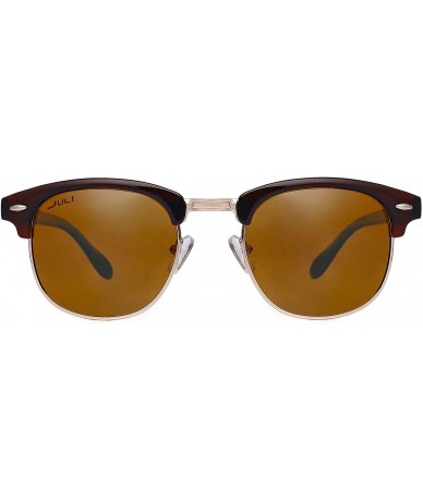 Semi-rimless Retro Polarized Sunglasses for Men Women 8036 - Brown - CF192UWNIDR $17.69