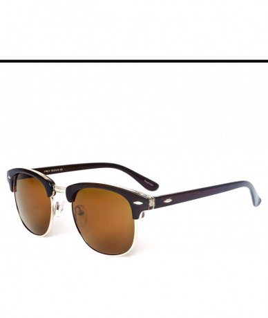 Semi-rimless Retro Polarized Sunglasses for Men Women 8036 - Brown - CF192UWNIDR $17.69