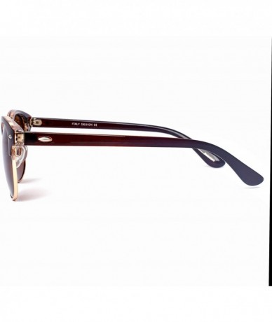 Semi-rimless Retro Polarized Sunglasses for Men Women 8036 - Brown - CF192UWNIDR $17.69