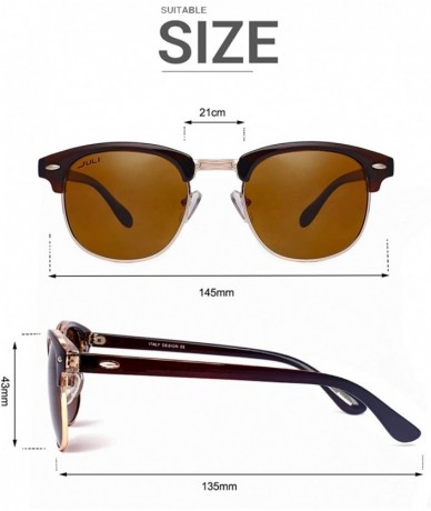 Semi-rimless Retro Polarized Sunglasses for Men Women 8036 - Brown - CF192UWNIDR $17.69