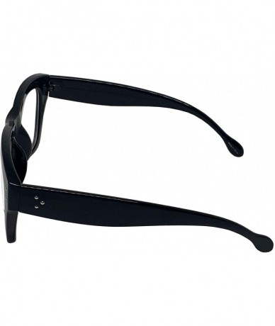 Oval Vintage Inspired Geek Oversized Square Thick Horn Rimmed Eyeglasses Clear Lens - Black 00013 - C518NYLG00R $24.86