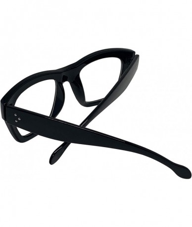 Oval Vintage Inspired Geek Oversized Square Thick Horn Rimmed Eyeglasses Clear Lens - Black 00013 - C518NYLG00R $24.86