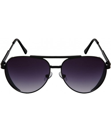 Oversized Aviator Sunglasses Side Shield Frame Double Brow Bar 5140-KGM - Matte Black Frame/Grey Gradient Lens - CZ18H0O09U3 ...