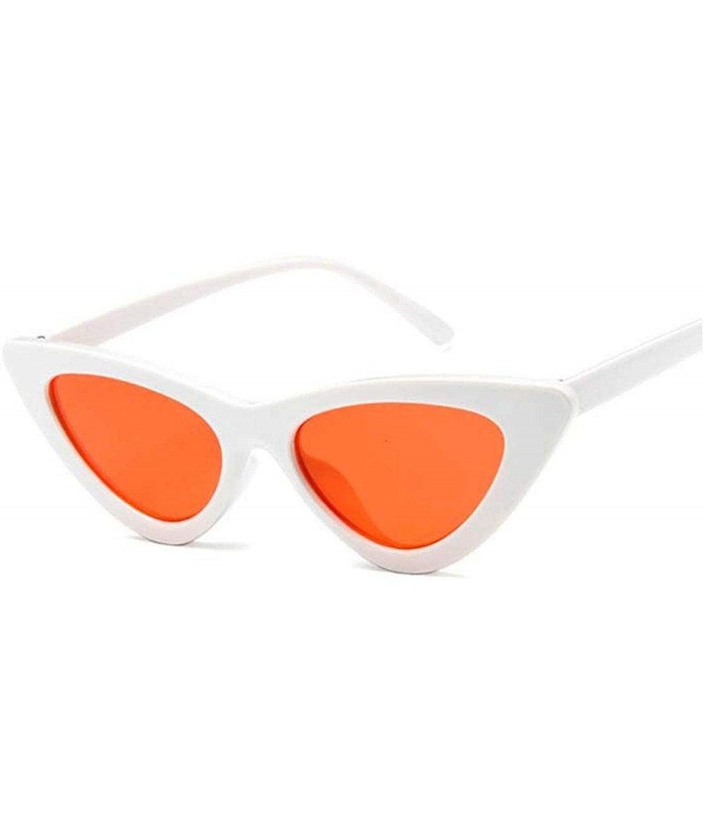 Square Cat Eye Women Sunglasses Fashion Luxury Brand Designer Lady Female Mirror Points Sun Glasses - White Red - CJ198A0N8W4...