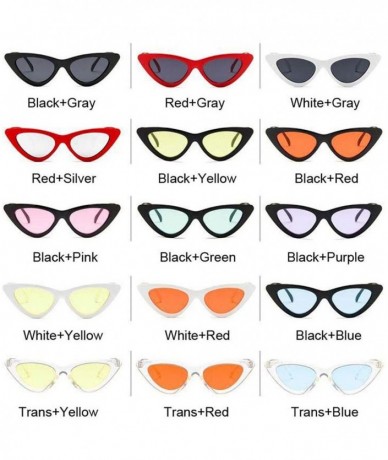 Square Cat Eye Women Sunglasses Fashion Luxury Brand Designer Lady Female Mirror Points Sun Glasses - White Red - CJ198A0N8W4...