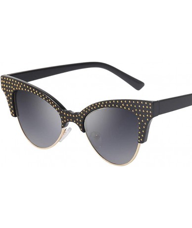 Oversized New Women Vintage Cat Eye Sunglasses Retro Casual Fashion Eyewear Sunglasses - Navy - CO18SX4YD5L $14.49