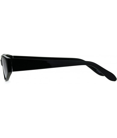 Rectangular Womens Mod Narrow Rectangle Color Mirror Oval Lens Plastic Sunglasses - Black Silver - CY180K68MTI $19.84