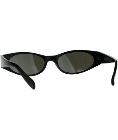 Rectangular Womens Mod Narrow Rectangle Color Mirror Oval Lens Plastic Sunglasses - Black Silver - CY180K68MTI $19.84