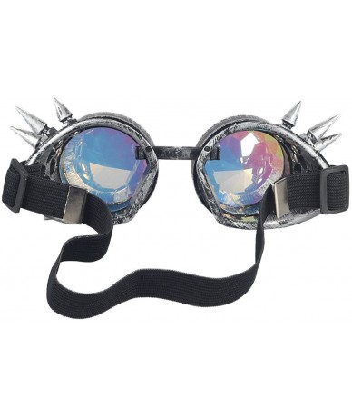 Round Kaleidoscope Steampunk Rave Glasses Crystal Prism Sunglasses Goggles - Ancient Silver - CD18SNHYZO2 $25.00