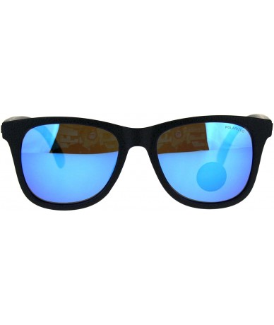 Rectangular Polarized Premium Kush Color Mirror Horn Rim Hipster Gangster Sunglasses - Blue - CF18DI3MSKX $25.93