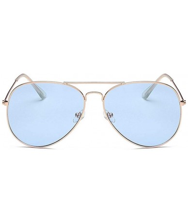 Oversized Lightweight Grandient Classic Aviator Style Metal Frame Sunglasses WITH CASE Colored Lens 58mm - Light Blue - CX18U...