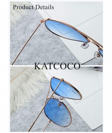 Oversized Lightweight Grandient Classic Aviator Style Metal Frame Sunglasses WITH CASE Colored Lens 58mm - Light Blue - CX18U...