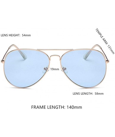 Oversized Lightweight Grandient Classic Aviator Style Metal Frame Sunglasses WITH CASE Colored Lens 58mm - Light Blue - CX18U...