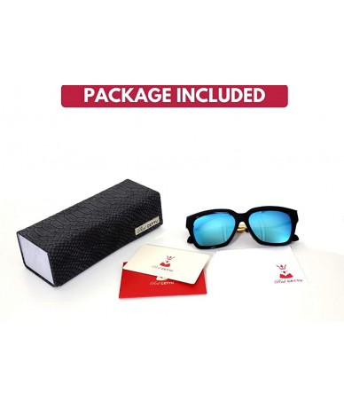 Oval Retro Inspired Handmade Acetate Square Sunglasses with Quality UV CR39 Lens Gift Pakcage Included - CG18RHESYDT $75.49