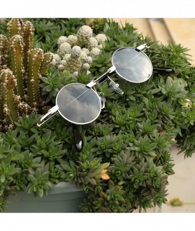 Oval Small Oval Sunglasses for Men women Metal Frame Retro Round Sun Glasses colorful lens sunglasses - 6 - C6197N43X6X $25.73