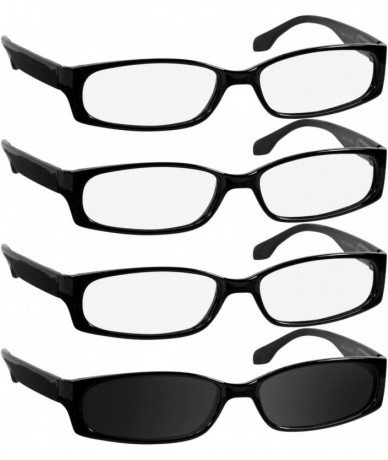 Rectangular Reading Glasses Men Women Dura Tight - 3 Black 1 Sun Black - C01880I4SXU $33.77