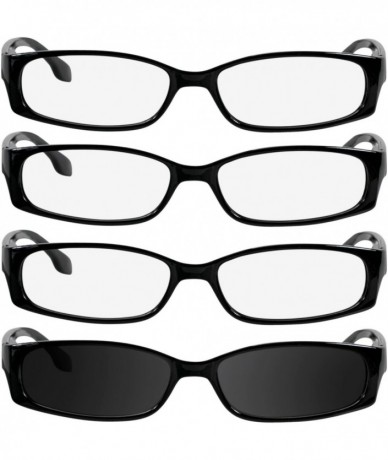 Rectangular Reading Glasses Men Women Dura Tight - 3 Black 1 Sun Black - C01880I4SXU $33.77