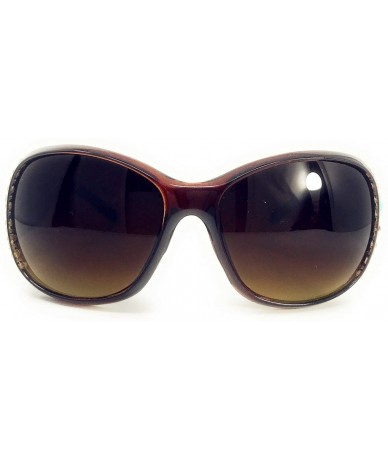 Oval Women's Sunglasses With Bling Rhinestone UV 400 PC Lens in Multi Concho - Agate Cross Wing Brown - CB18WTNCXU8 $33.47