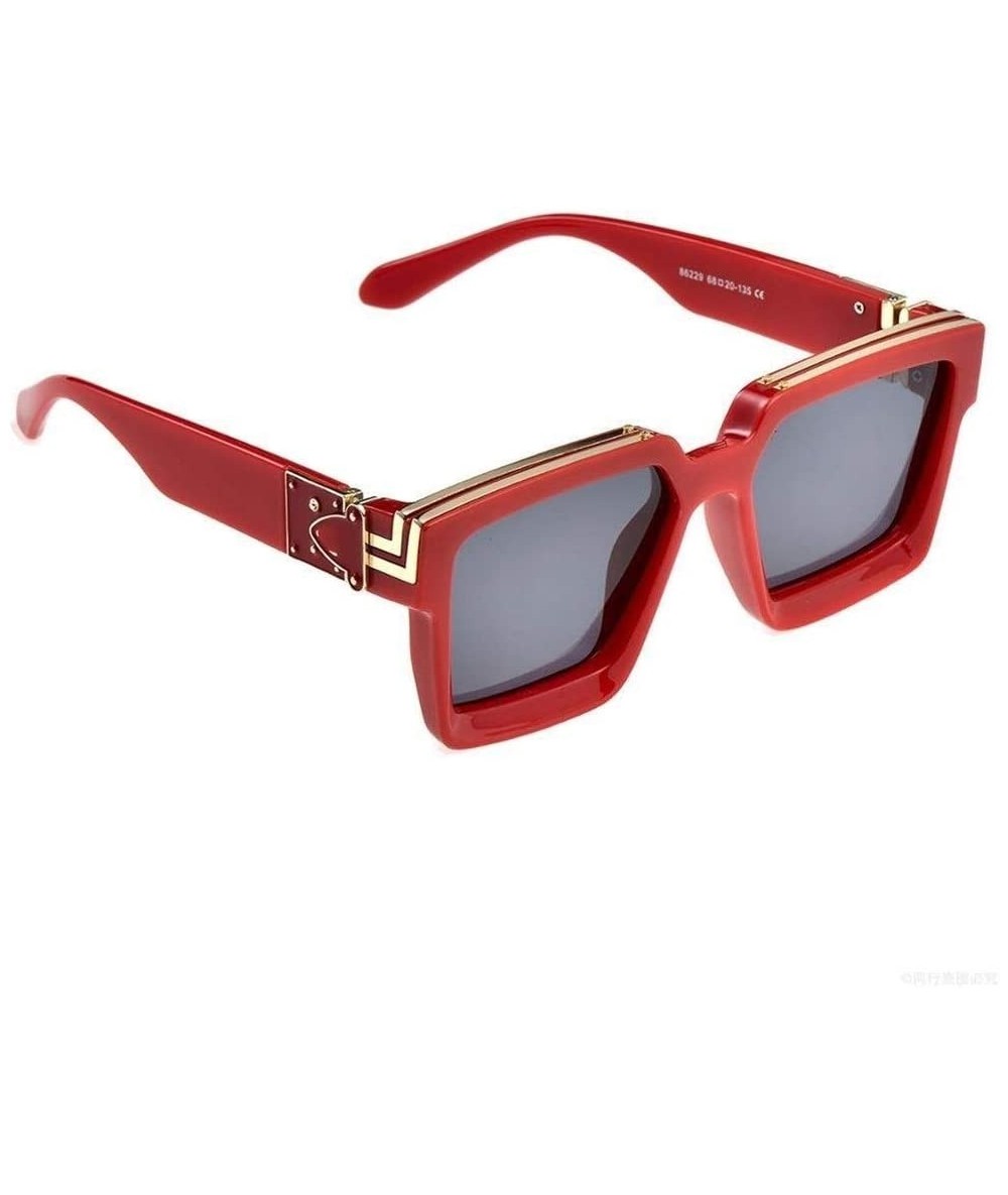 Square Square Luxury Sunglasses Men Women Fashion UV400 Glasses (Color C4 red) - C4 Red - CB199H3C5DA $40.10