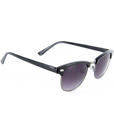 Rimless Men Women Retro Sunglasses Half Rimmed UV Protection - Black & Gunmetal - CB12HTU2OIB $17.96