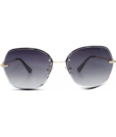 Square Fashion Sunglasses oversized square gold arms - C118M9MMTRI $34.60