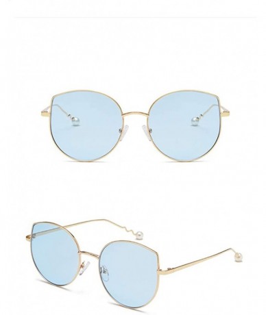 Oversized Oversized Sunglasses for Women Cat EyesGlasses Cute UV400 Protection Glasses-- Gold&blue - CN18QS0KRH7 $26.63