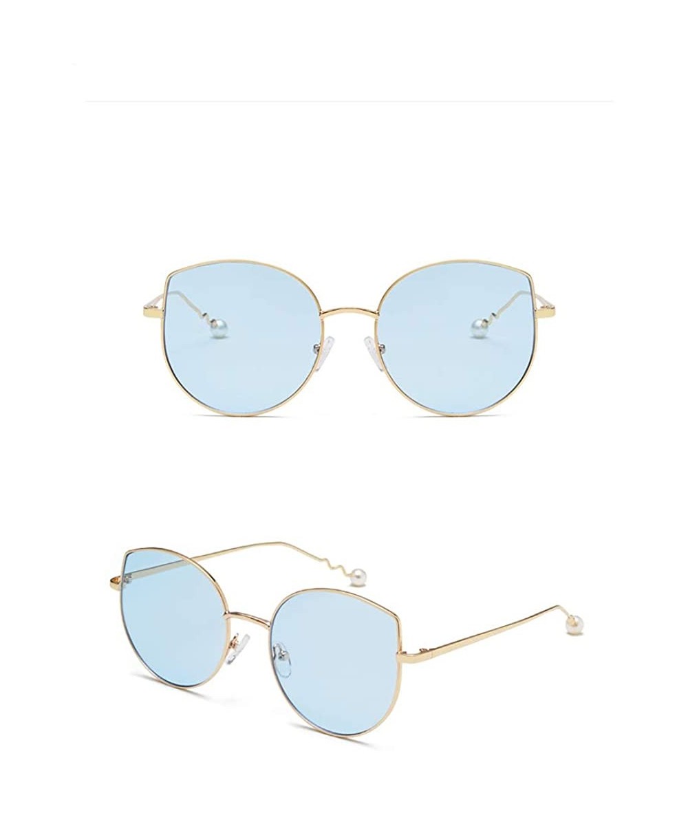 Oversized Oversized Sunglasses for Women Cat EyesGlasses Cute UV400 Protection Glasses-- Gold&blue - CN18QS0KRH7 $26.63