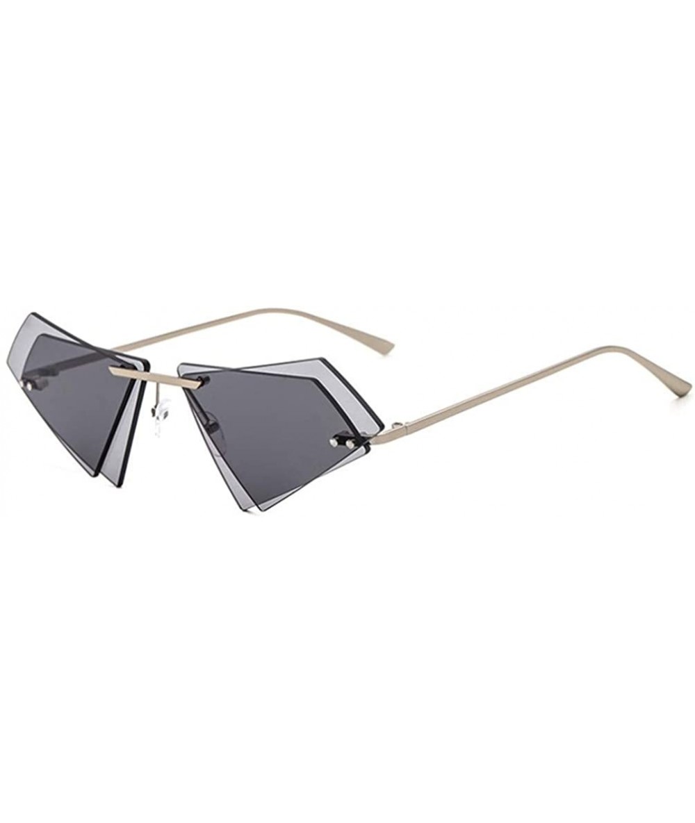 Square Unique Rimless Sunglasses Women Men Red Yellow Pink Sun Glasses Double Lens Shades - C1-sliver-gray - C918Y40R893 $42.44