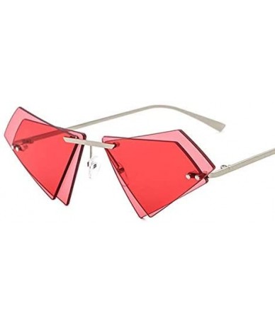 Square Unique Rimless Sunglasses Women Men Red Yellow Pink Sun Glasses Double Lens Shades - C1-sliver-gray - C918Y40R893 $42.44