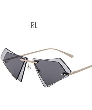 Square Unique Rimless Sunglasses Women Men Red Yellow Pink Sun Glasses Double Lens Shades - C1-sliver-gray - C918Y40R893 $42.44