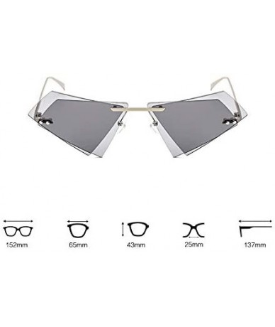 Square Unique Rimless Sunglasses Women Men Red Yellow Pink Sun Glasses Double Lens Shades - C1-sliver-gray - C918Y40R893 $42.44