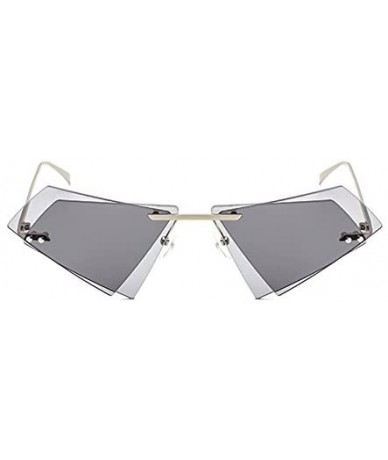 Square Unique Rimless Sunglasses Women Men Red Yellow Pink Sun Glasses Double Lens Shades - C1-sliver-gray - C918Y40R893 $42.44